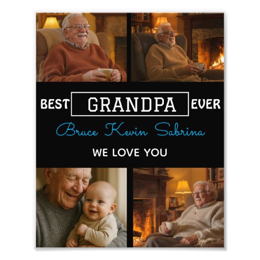 Best Grandpa Ever Photo Collage フォトプリント (正面)