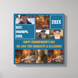 Best Grandpa Ever Photo Collage and Custom Text キャンバスプリント