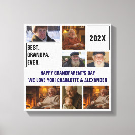 Best Grandpa Ever Photo Collage and Custom Text キャンバスプリント