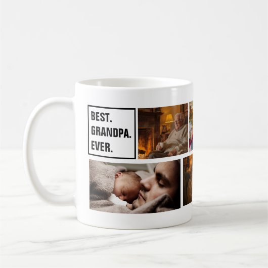 Best Grandpa Ever Photo Collage and Custom Text コーヒーマグカップ (左)