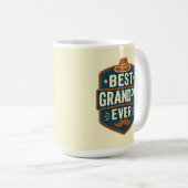 Best grandpa ever retro badge コーヒーマグカップ (正面右)