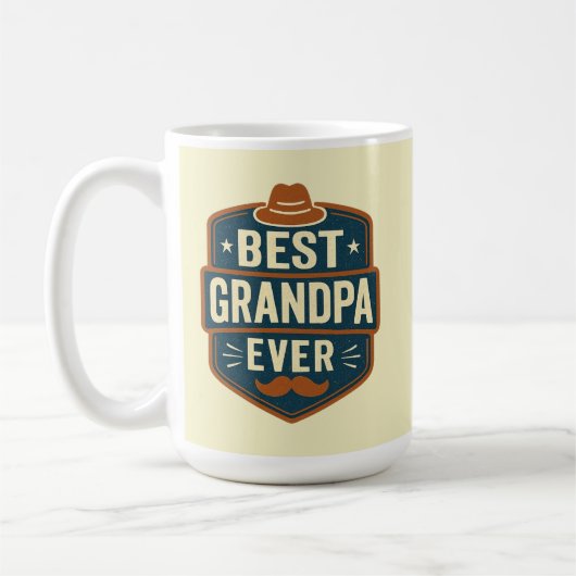 Best grandpa ever retro badge コーヒーマグカップ (左)