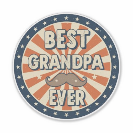 Best grandpa ever retro badge シール (正面)