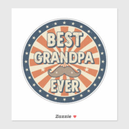 Best grandpa ever retro badge シール