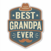 Best grandpa ever retro badge シール (正面)