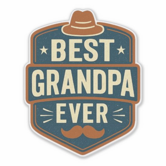 Best grandpa ever retro badge シール (正面)