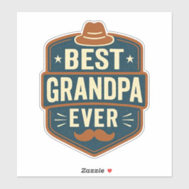 Best grandpa ever retro badge シール