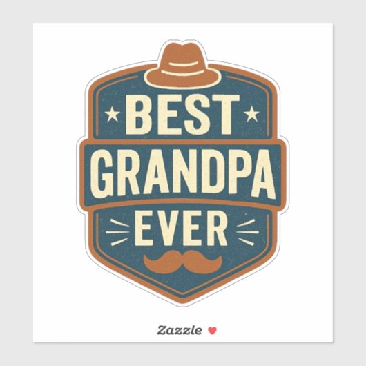 Best grandpa ever retro badge シール (シート)