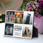 Best Grandpa Ever Script Blue Heart Photo Collage フォトプラーク