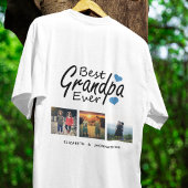 Best Grandpa Ever Script Name 3 Photo Collage Gift Tシャツ