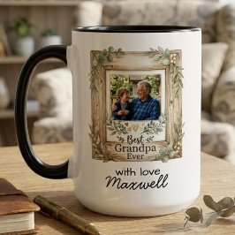 Best Grandpa Ever Sentimental Photo Name Keepsake マグカップ