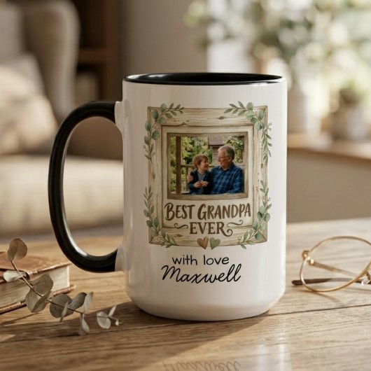 Best Grandpa Ever Sentimental Photo Name Keepsake マグカップ