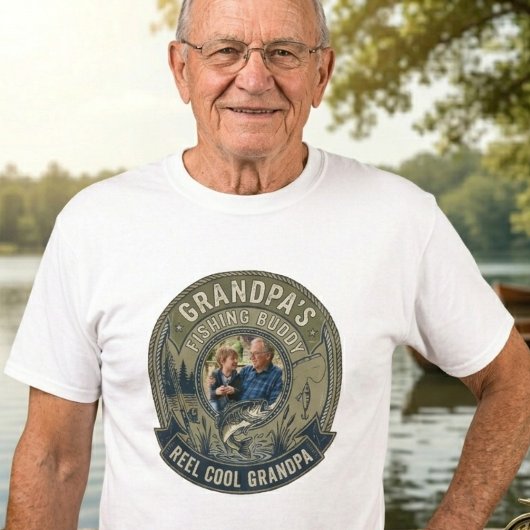 Best Grandpa Fishing Buddy Photo Badge Keepsake Tシャツ