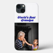 Best Grandpa photo blue text Case-Mate iPhoneケース (裏面)