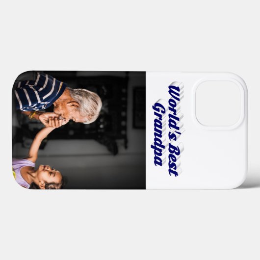 Best Grandpa photo dark blue text Case-Mate iPhoneケース (裏面 (横))