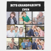 Best Grandparents Ever 8Photo Collage Chic Black フリースブランケット (正面)