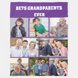Best Grandparents Ever 8Photo Collage Chic purple フリースブランケット