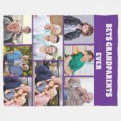 Best Grandparents Ever 8Photo Collage Chic purple フリースブランケット (正面(横))