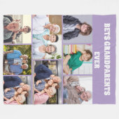 Best Grandparents Ever 8Photo Collage Chic purple フリースブランケット (正面(横))