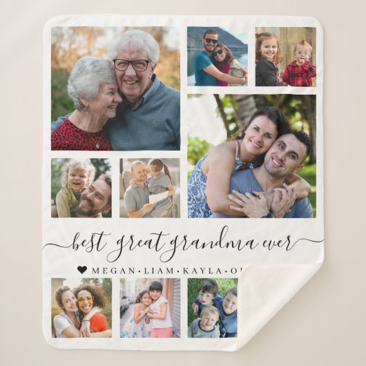 Best Great Grandma Ever 10 Photo Collage シェルパブランケット (正面)