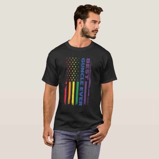 best guncle ever gay pride LGBT Tシャツ (正面フル)