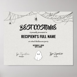 Best Halloween Costume Certificate award ポスター