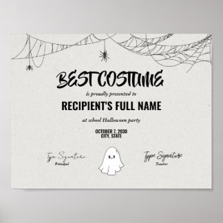 Best Halloween Costume Certificate award ポスター