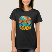 Best Husband Ever Retro Groovy 70s Fathers Day Hub Tシャツ (正面)