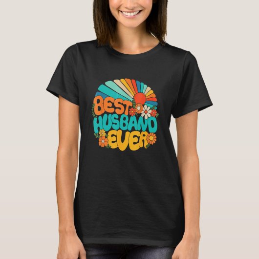 Best Husband Ever Retro Groovy 70s Fathers Day Hub Tシャツ (正面)