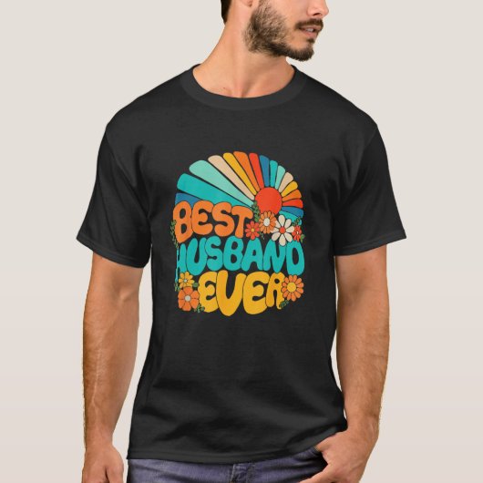 Best Husband Ever Retro Groovy 70s Fathers Day Hub Tシャツ (正面)