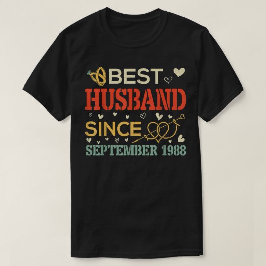 Best Husband Since September 1988 Wedding Married  Tシャツ (デザイン正面)