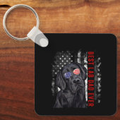 Best Lab Dad Ever Labrador Dog American Flag Fathe キーホルダー (正面)