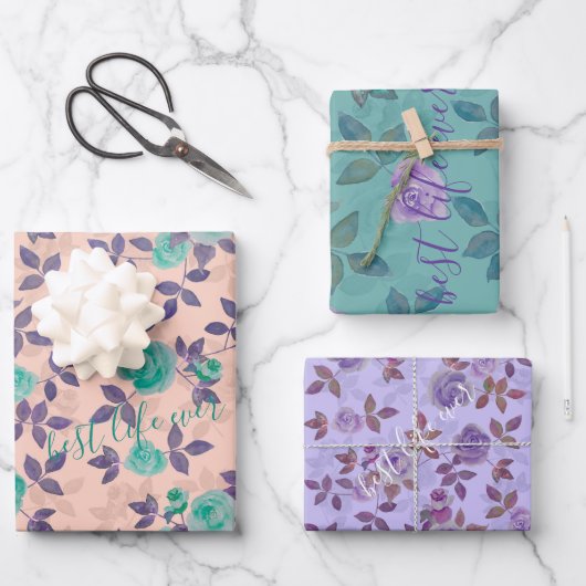 Best life ever text Customize ラッピングペーパーシート (正面)