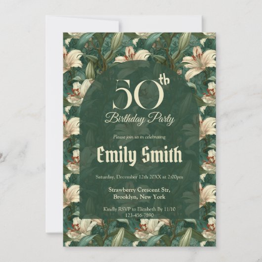 Best Lilies Accent Women Birthday 招待状 (正面)