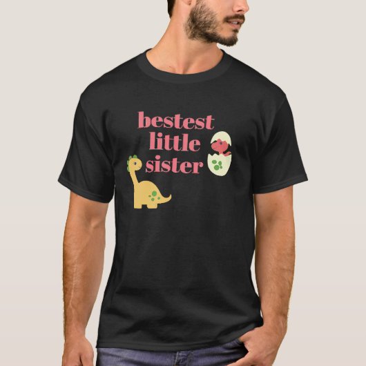Best little sister cute dinosaur rex family graphi tシャツ (正面)