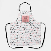 Best Love Gift Apron Pink Black Hearts Love Letter エプロン (正面)