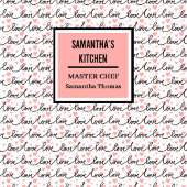 Best Love Gift Apron Pink Black Hearts Love Letter エプロン