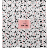 Best Love Gift Shower Curtain Wedding Heart Sketch シャワーカーテン (正面)