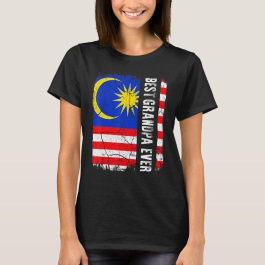Best Malaysian Grandpa Ever Malaysia Flag Father's Tシャツ (正面)