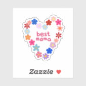 Best Mama Colorful Floral Heart Illustration シール (シート)