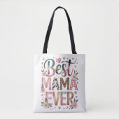 Best Mama Ever Boho Floral Tote Bag トートバッグ (正面)