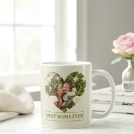 Best Mama Ever Custom Photo Heart Elegant mug  コーヒーマグカップ