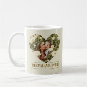 Best Mama Ever Custom Photo Heart Elegant mug コーヒーマグカップ (左)