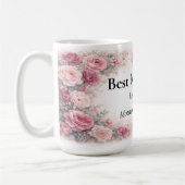 Best Mama Ever Personalized Floral Rose Mug コーヒーマグカップ (左)