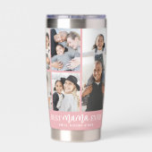 Best Mama Pink Photo Collage 保温保冷タンブラー (背面)