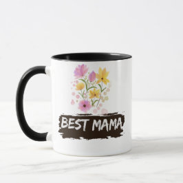 Best Mama Watercolour Flowers Coffee Mug マグカップ