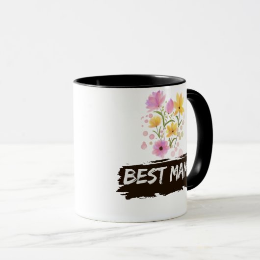 Best Mama Watercolour Flowers Coffee Mug マグカップ (正面右)