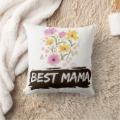 Best Mama Watercolour Flowers throw pillow クッション (ブランケット)