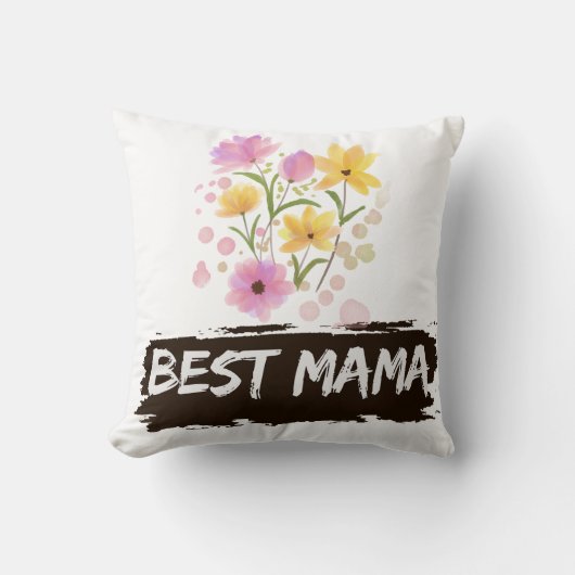Best Mama Watercolour Flowers throw pillow クッション (正面)