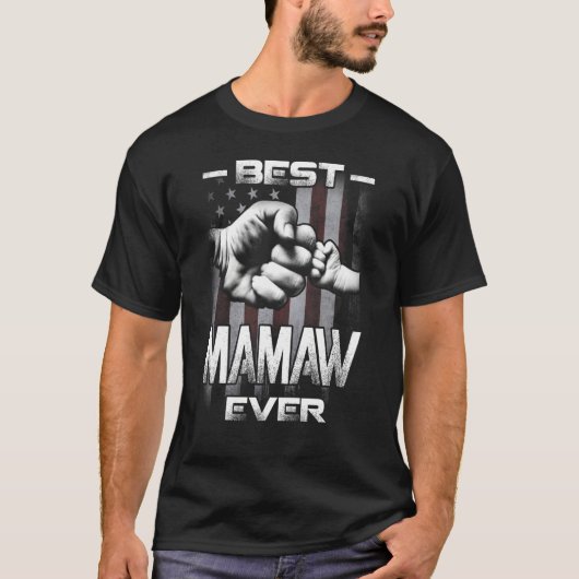 Best Mamaw Ever Fist bump USA Flag Mother's Day Tシャツ (正面)